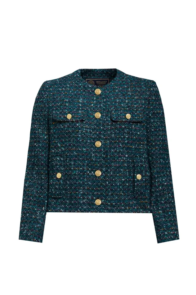 Holland Cooper Chelsea Jacket Emerald Boucle Women Jackets