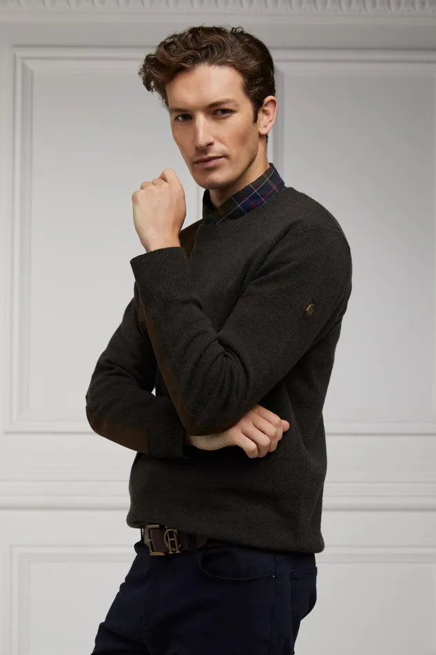 Holland Cooper Country Crew Neck Knit Moss Men Knitwear