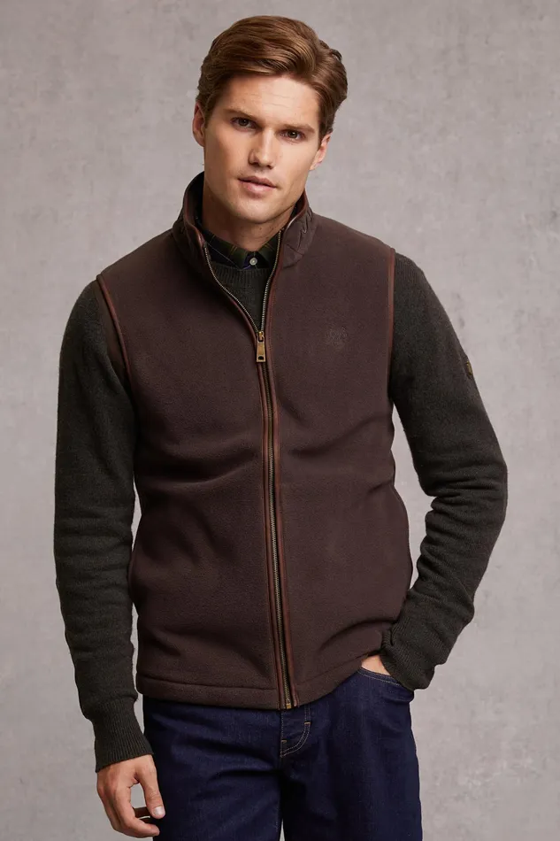 Holland Cooper Country Fleece Gilet Chocolate Men Fleeces