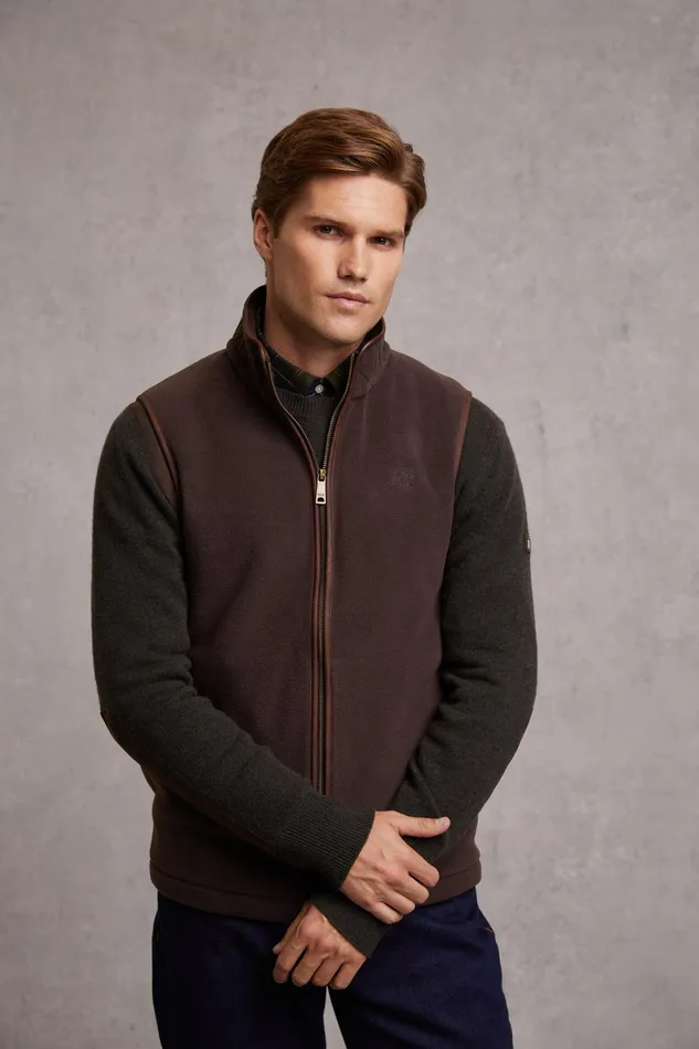 Holland Cooper Country Fleece Gilet Chocolate Men Fleeces