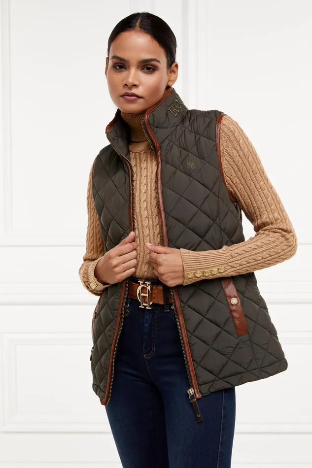 Holland Cooper Country Quilted Gilet Heritage Khaki Women Gilets