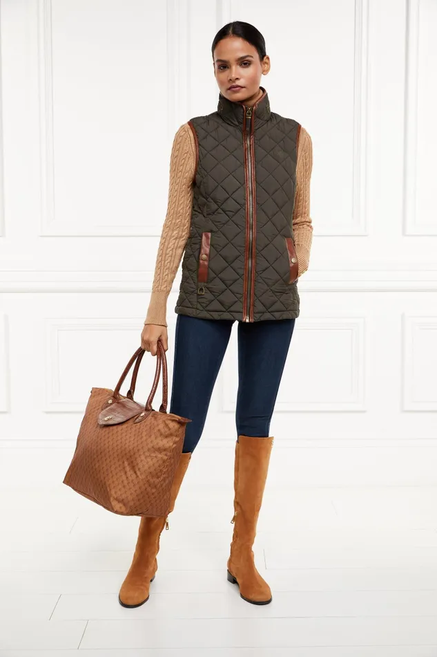Holland Cooper Country Quilted Gilet Heritage Khaki Women Gilets Holland Cooper Country Quilted Gilet Heritage Khaki Women Gilets