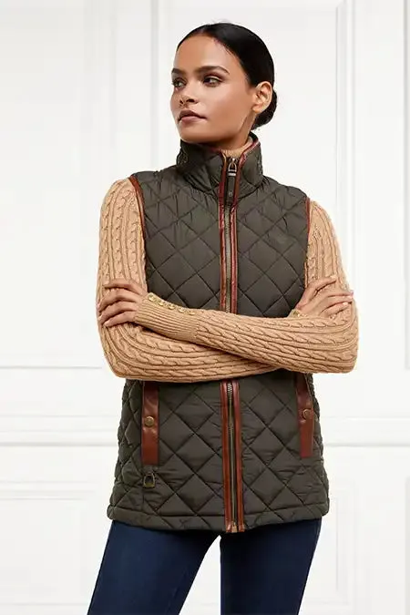 Holland Cooper Country Quilted Gilet Heritage Khaki Women Gilets Holland Cooper Country Quilted Gilet Heritage Khaki Women Gilets