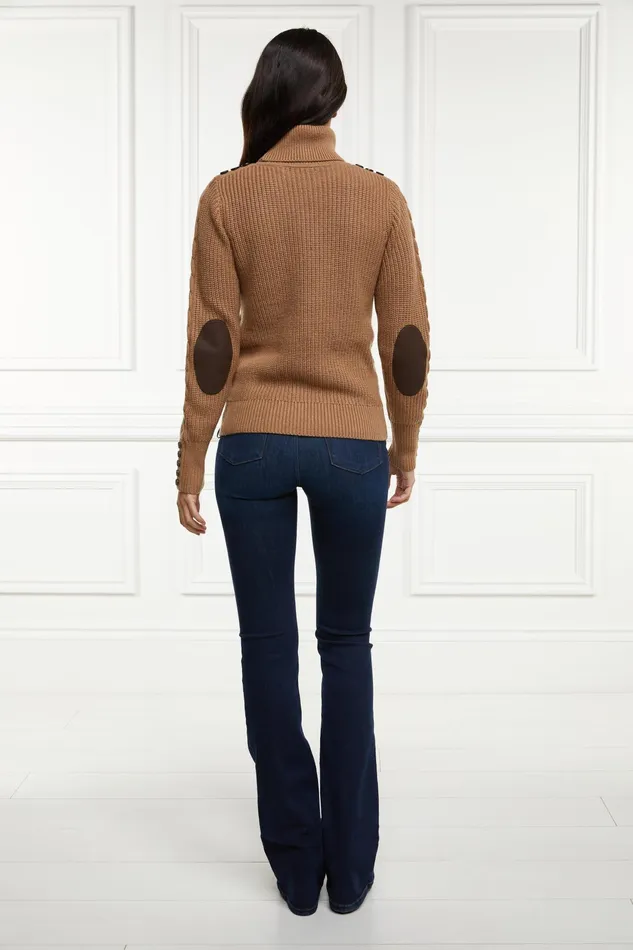 Holland Cooper Country Roll Neck Knit Caramel Women Knitwear Holland Cooper Country Roll Neck Knit Caramel Women Knitwear