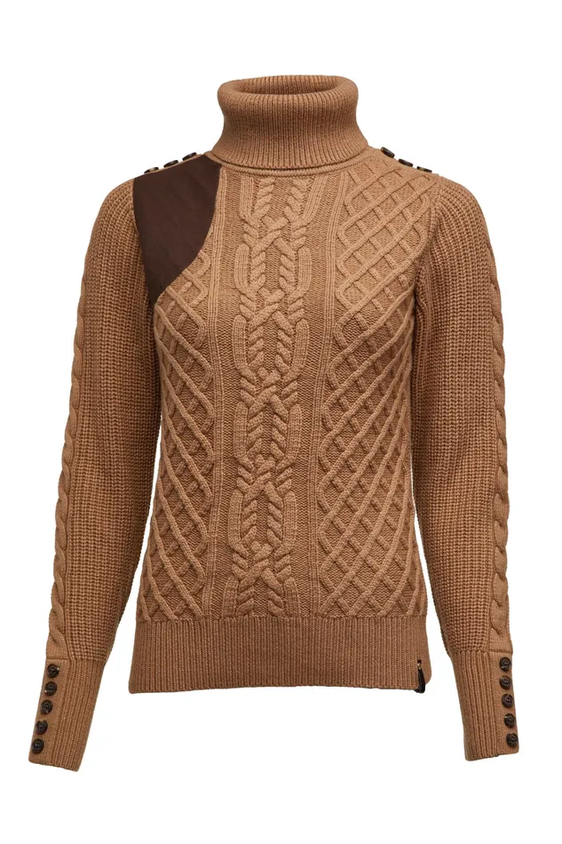 Holland Cooper Country Roll Neck Knit Caramel Women Knitwear Holland Cooper Country Roll Neck Knit Caramel Women Knitwear
