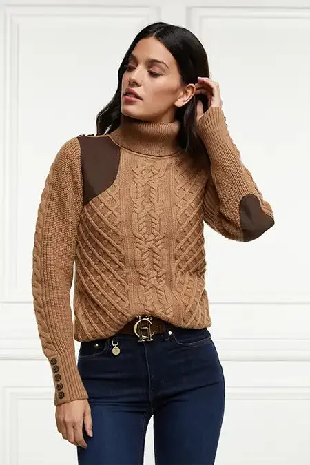 Holland Cooper Country Roll Neck Knit Caramel Women Knitwear Holland Cooper Country Roll Neck Knit Caramel Women Knitwear