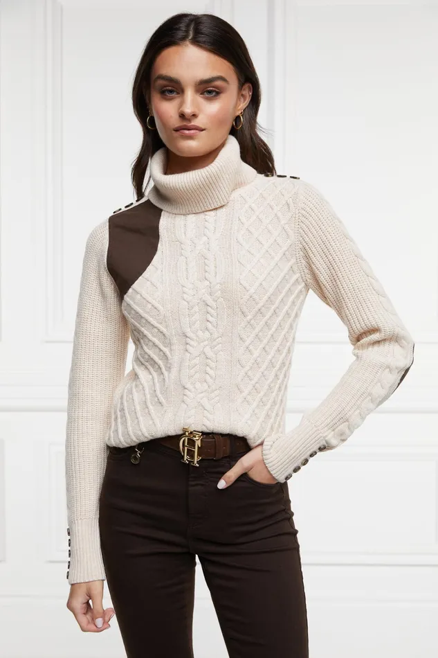 Holland Cooper Country Roll Neck Knit Oatmeal Women Knitwear