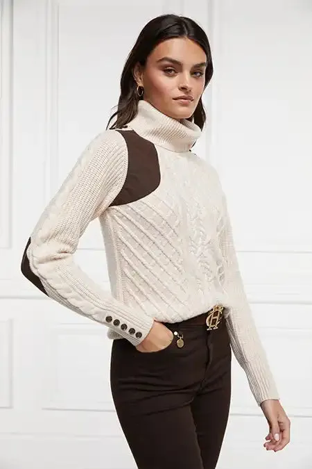 Holland Cooper Country Roll Neck Knit Oatmeal Women Knitwear Holland Cooper Country Roll Neck Knit Oatmeal Women Knitwear