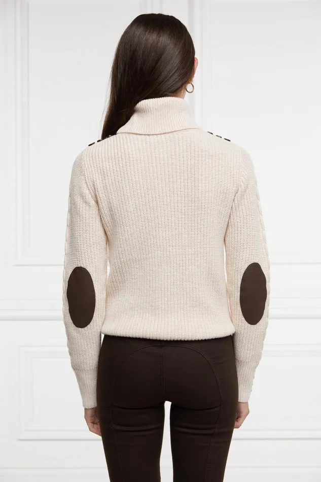 Holland Cooper Country Roll Neck Knit Oatmeal Women Knitwear Holland Cooper Country Roll Neck Knit Oatmeal Women Knitwear