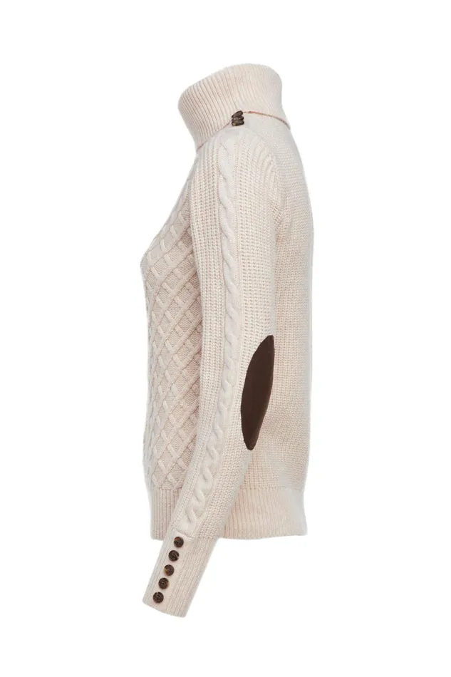 Holland Cooper Country Roll Neck Knit Oatmeal Women Knitwear Holland Cooper Country Roll Neck Knit Oatmeal Women Knitwear