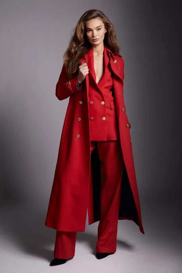 Holland Cooper Double Breasted Blazer Red Barathea Women Tailoring