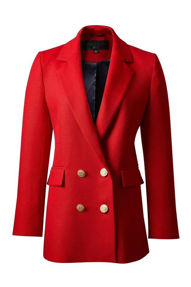 Holland Cooper Double Breasted Blazer Red Barathea Women Tailoring