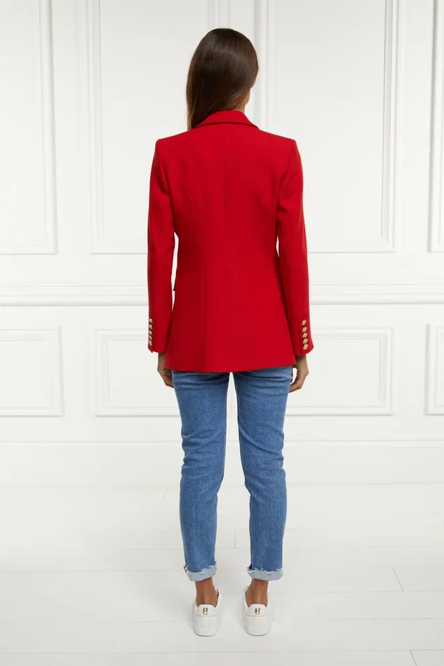 Holland Cooper Double Breasted Blazer Red Barathea Women Tailoring
