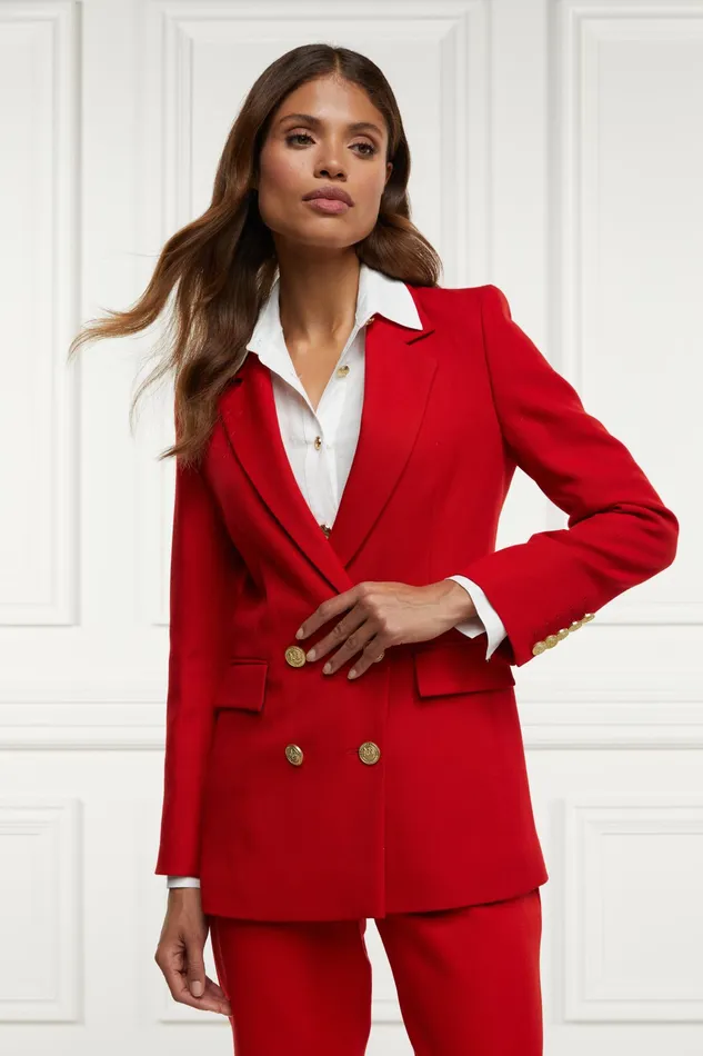 Holland Cooper Double Breasted Blazer Red Barathea Women Tailoring