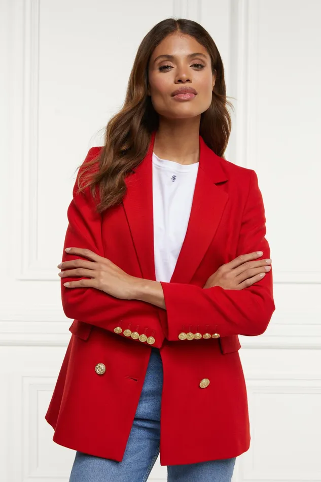 Holland Cooper Double Breasted Blazer Red Barathea Women Tailoring