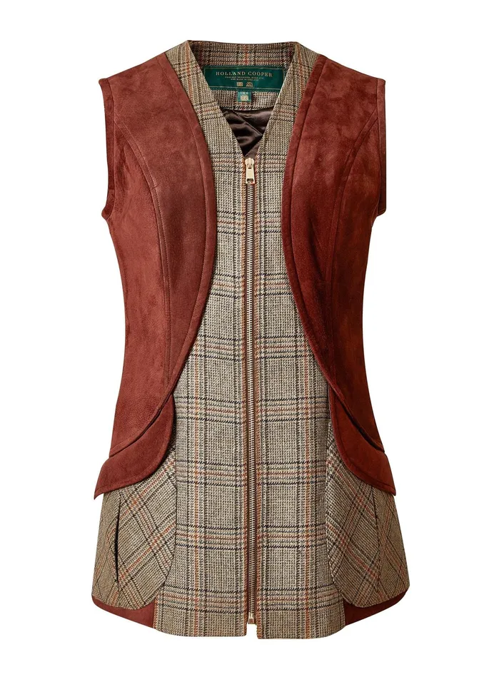 Holland Cooper Field Vest Bourbon Tweed Women Tailoring