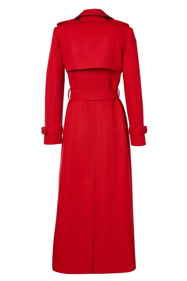 Holland Cooper Full Length Marlborough Trench Coat Red Barathea Women Tailoring