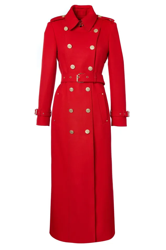 Holland Cooper Full Length Marlborough Trench Coat Red Barathea Women Tailoring