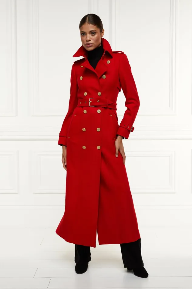 Holland Cooper Full Length Marlborough Trench Coat Red Barathea Women Tailoring