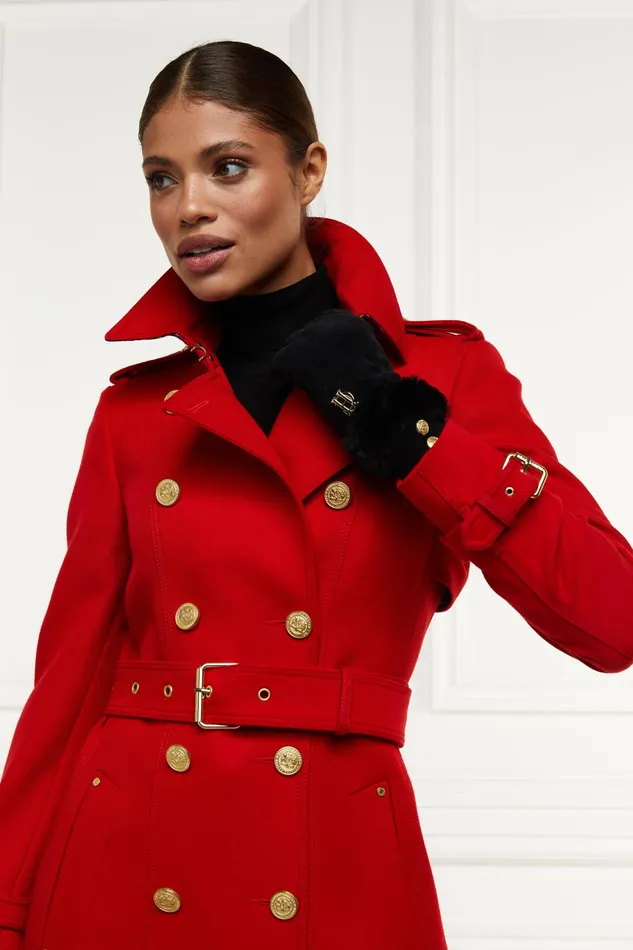 Holland Cooper Full Length Marlborough Trench Coat Red Barathea Women Tailoring