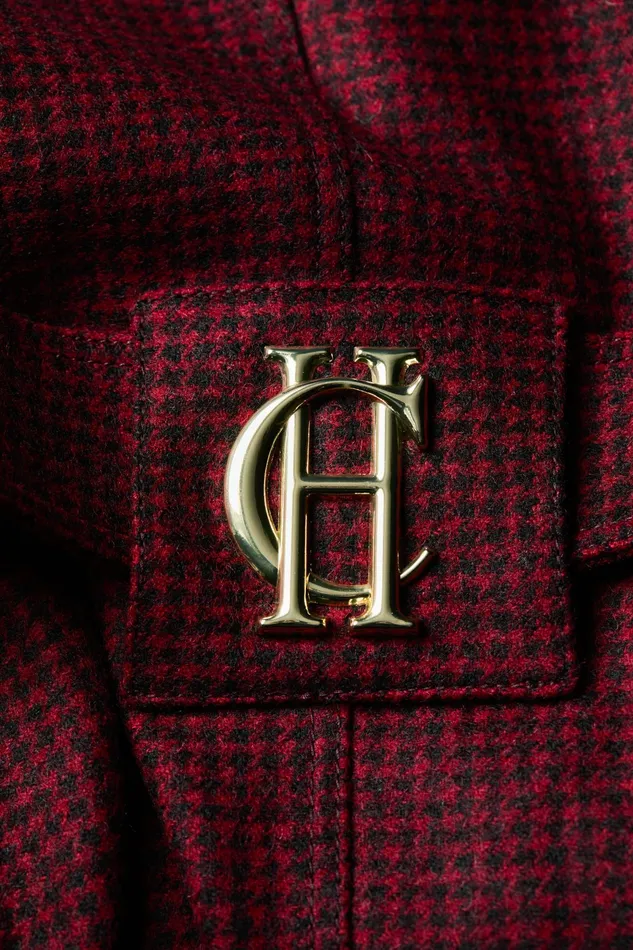 Holland Cooper Full Length Marlborough Trench Coat Red Houndstooth Women Trench Coats