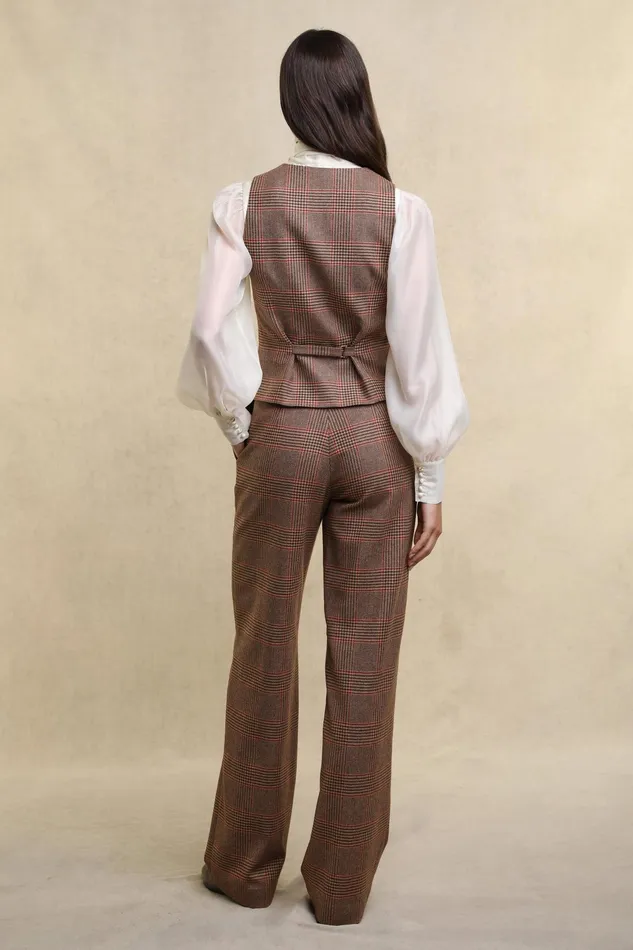 Holland Cooper Hampton Waistcoat Clarence Check Merlot Women Waistcoats Holland Cooper Hampton Waistcoat Clarence Check Merlot Women Waistcoats