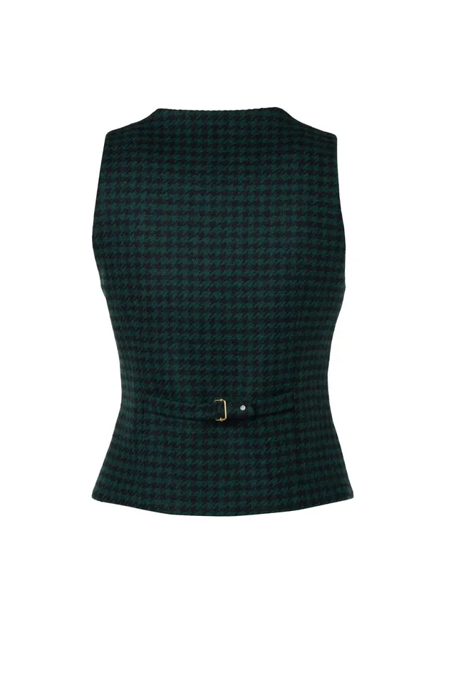 Holland Cooper Hampton Waistcoat Emerald Houndstooth Women Tailoring Holland Cooper Hampton Waistcoat Emerald Houndstooth Women Tailoring