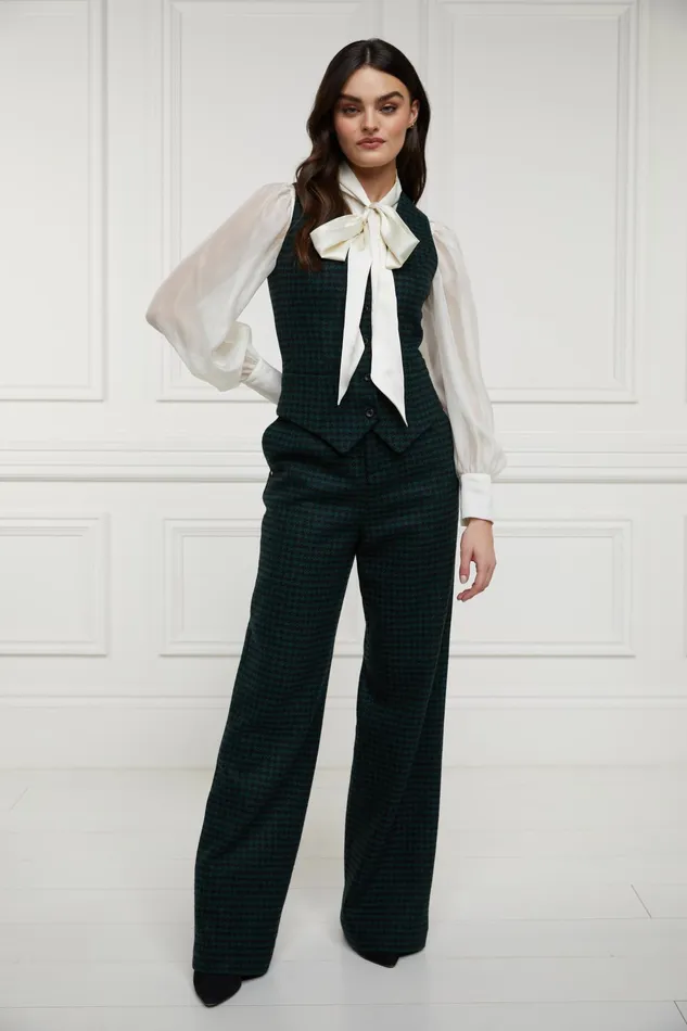 Holland Cooper Hampton Waistcoat Emerald Houndstooth Women Tailoring Holland Cooper Hampton Waistcoat Emerald Houndstooth Women Tailoring