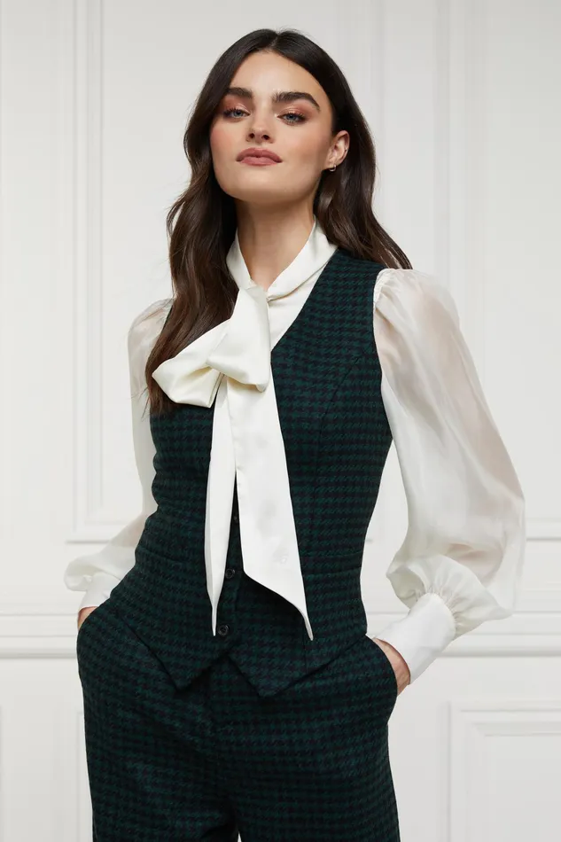 Holland Cooper Hampton Waistcoat Emerald Houndstooth Women Tailoring Holland Cooper Hampton Waistcoat Emerald Houndstooth Women Tailoring