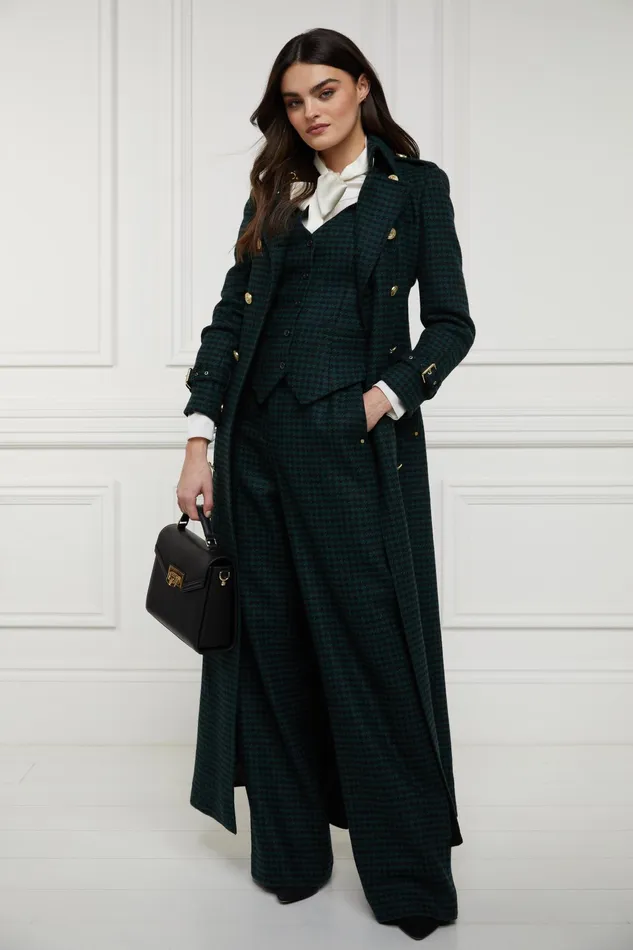 Holland Cooper Hampton Waistcoat Emerald Houndstooth Women Tailoring Holland Cooper Hampton Waistcoat Emerald Houndstooth Women Tailoring