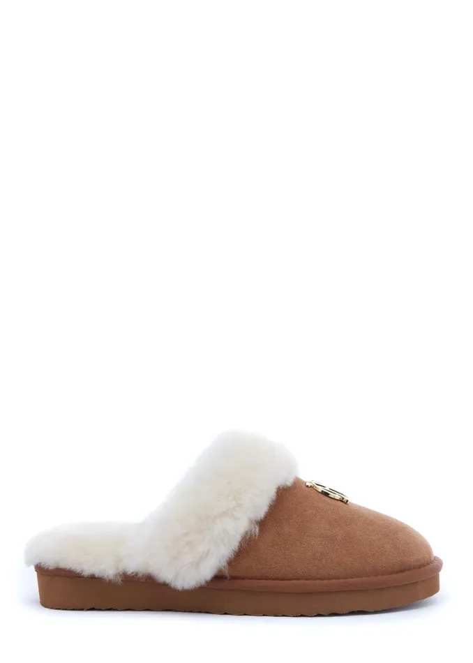 Holland Cooper HC Shearling Slipper Tan Women Sleepwear