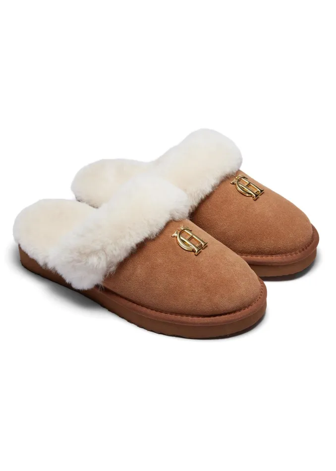 Holland Cooper HC Shearling Slipper Tan Women Sleepwear Holland Cooper HC Shearling Slipper Tan Women Sleepwear