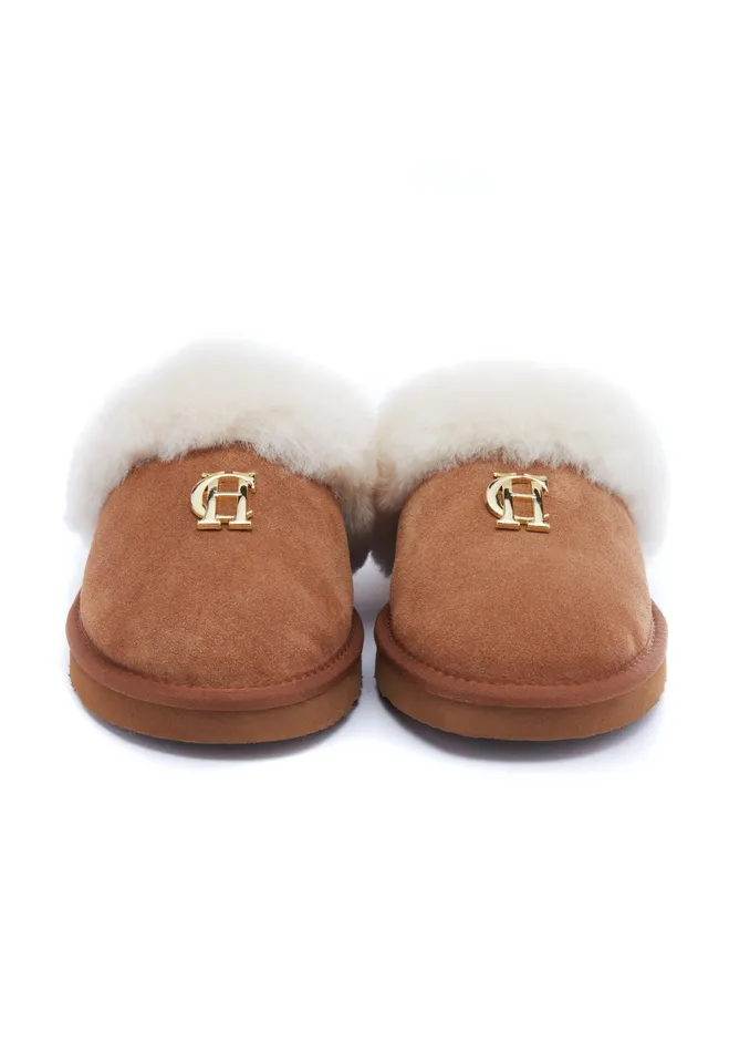 Holland Cooper HC Shearling Slipper Tan Women Sleepwear Holland Cooper HC Shearling Slipper Tan Women Sleepwear