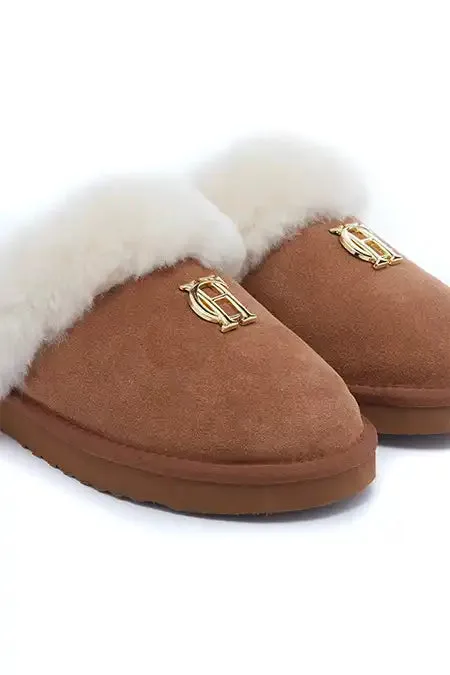 Holland Cooper HC Shearling Slipper Tan Women Sleepwear Holland Cooper HC Shearling Slipper Tan Women Sleepwear