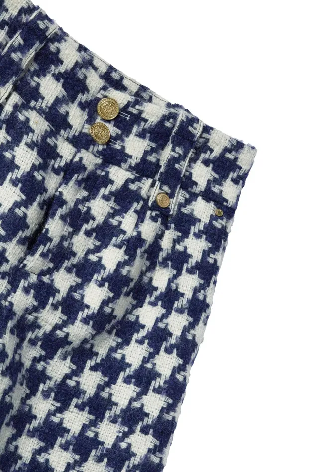 Holland Cooper High Waisted Straight Trouser Large Scale Navy Houndstooth Women Tailoring Holland Cooper High Waisted Straight Trouser Large Scale Navy Houndstooth Women Tailoring