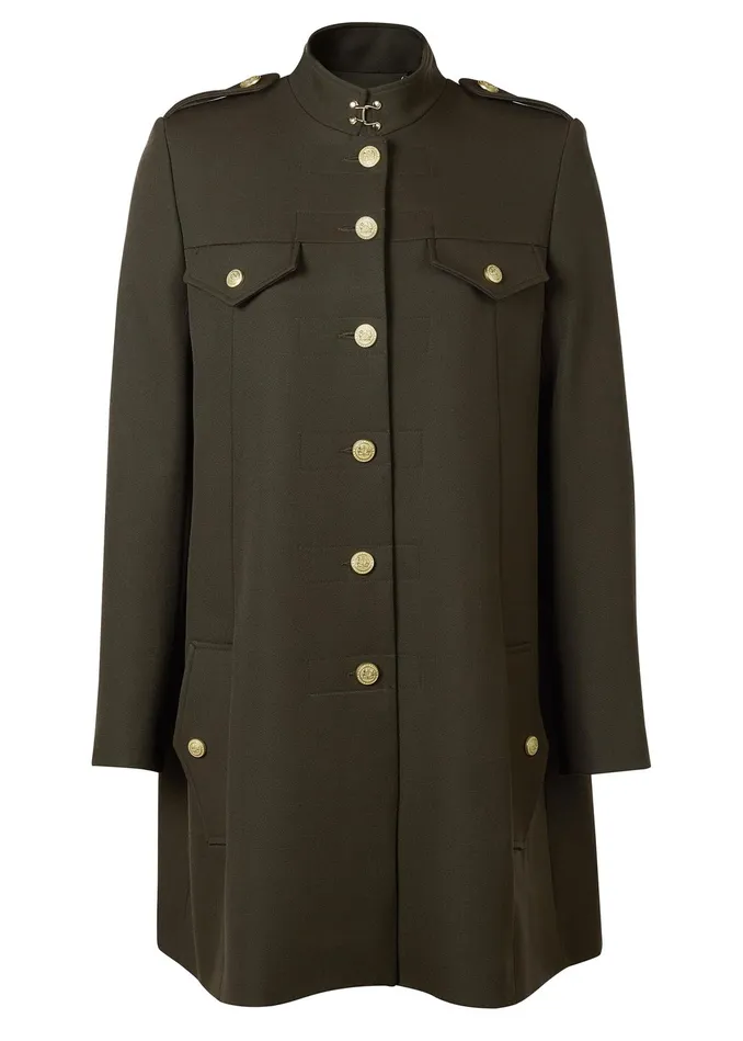 Holland Cooper Highbury Cape Coat Khaki Barathea Women Tailoring