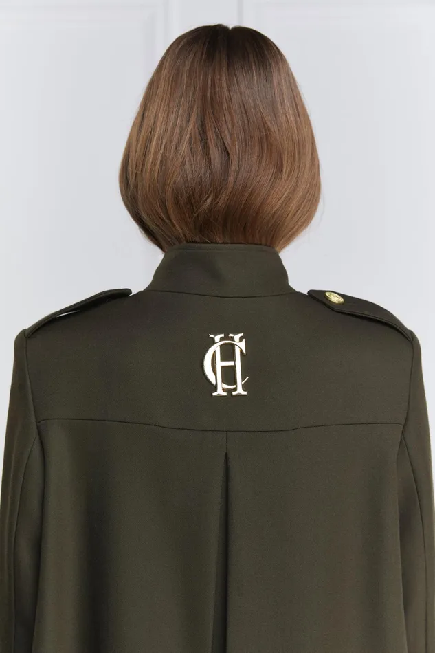 Holland Cooper Highbury Cape Coat Khaki Barathea Women Tailoring