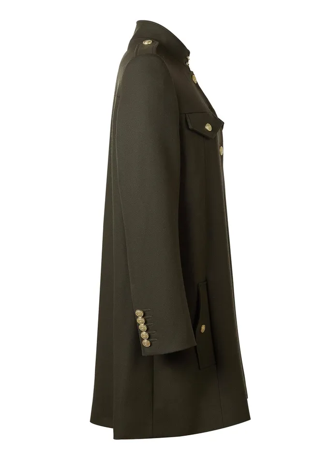 Holland Cooper Highbury Cape Coat Khaki Barathea Women Tailoring