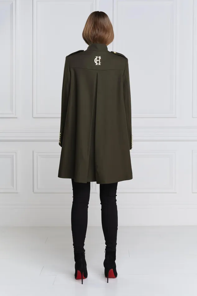 Holland Cooper Highbury Cape Coat Khaki Barathea Women Tailoring