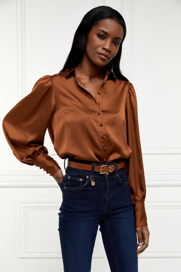 Holland Cooper Isla Satin Shirt Copper Women Shirts and Blouses Holland Cooper Isla Satin Shirt Copper Women Shirts and Blouses