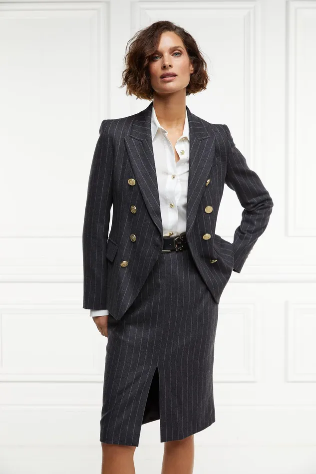 Holland Cooper Knightsbridge Blazer Charcoal Pinstripe Women Blazers