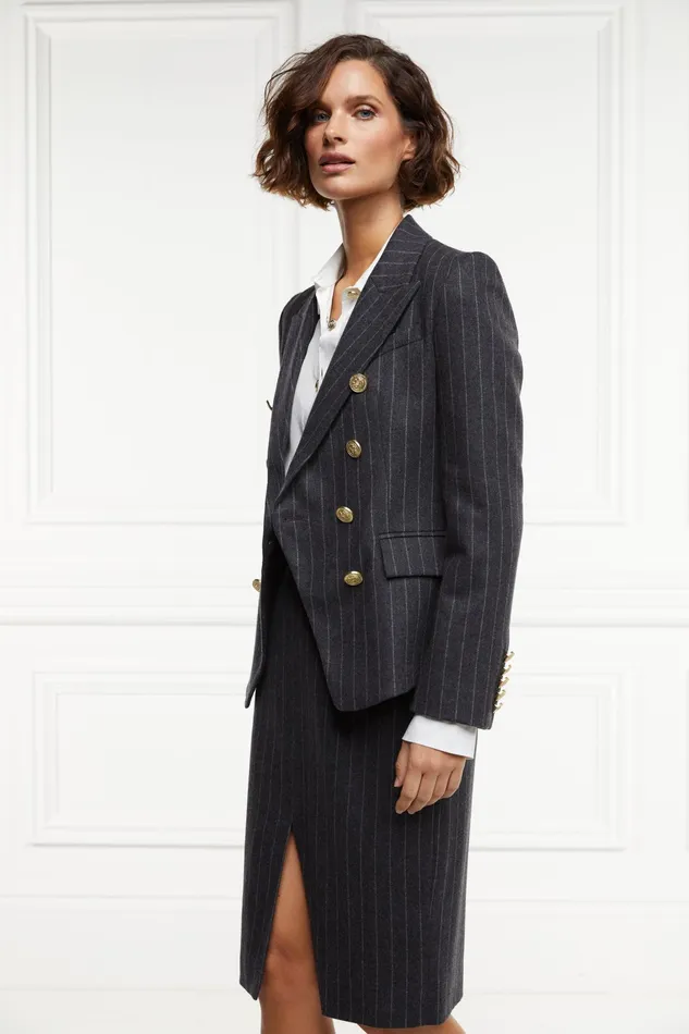 Holland Cooper Knightsbridge Blazer Charcoal Pinstripe Women Blazers