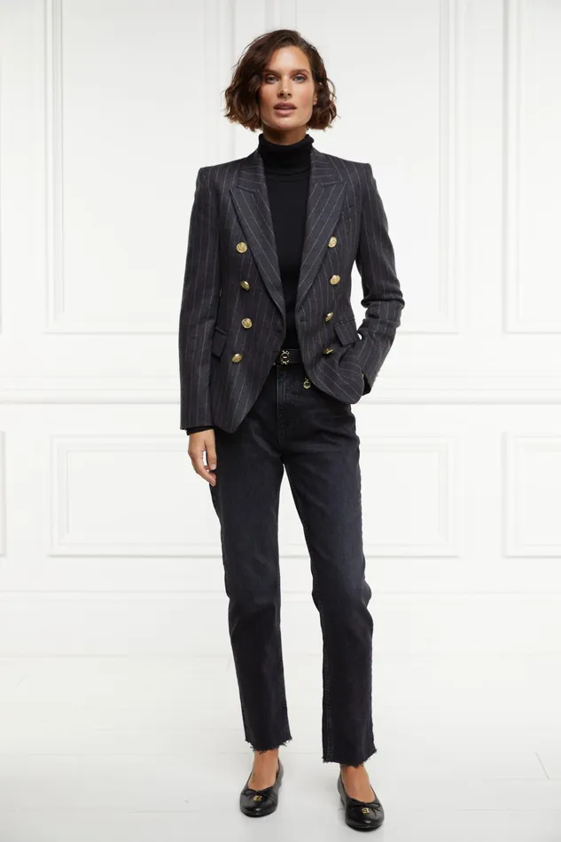 Holland Cooper Knightsbridge Blazer Charcoal Pinstripe Women Blazers