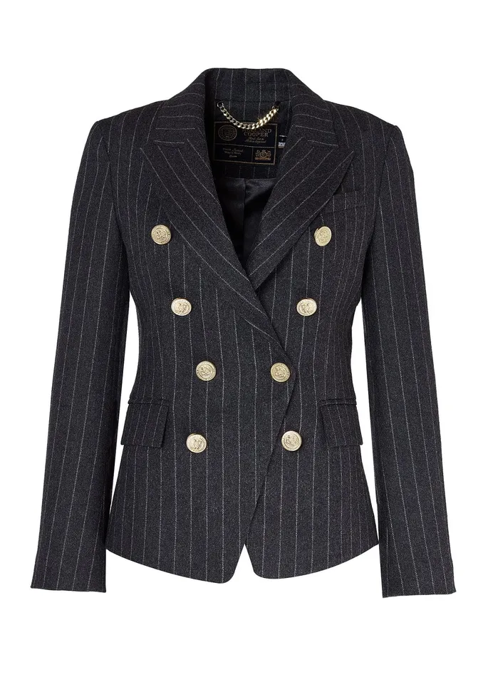 Holland Cooper Knightsbridge Blazer Charcoal Pinstripe Women Blazers