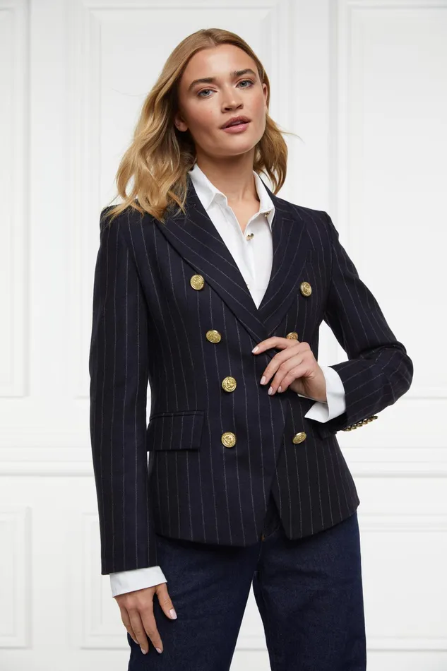 Holland Cooper Knightsbridge Blazer Navy Chalk Pinstripe Women Tailoring