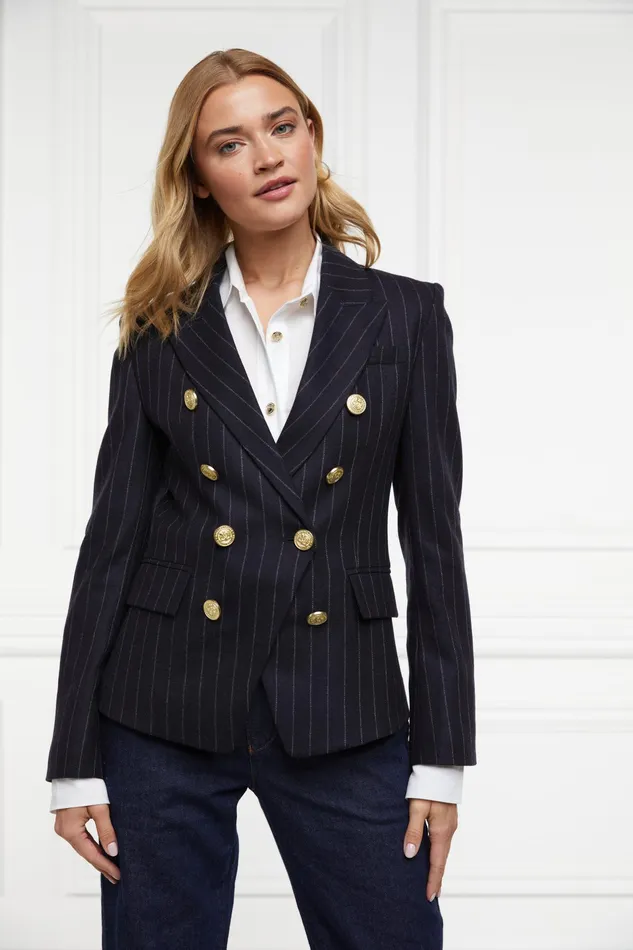 Holland Cooper Knightsbridge Blazer Navy Chalk Pinstripe Women Tailoring