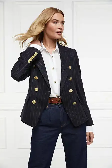 Holland Cooper Knightsbridge Blazer Navy Chalk Pinstripe Women Tailoring
