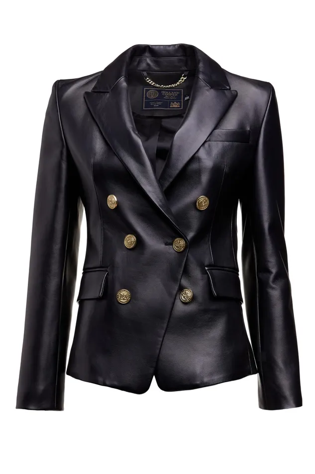 Holland Cooper Knightsbridge Blazer Valencia Leather Black Women Blazers