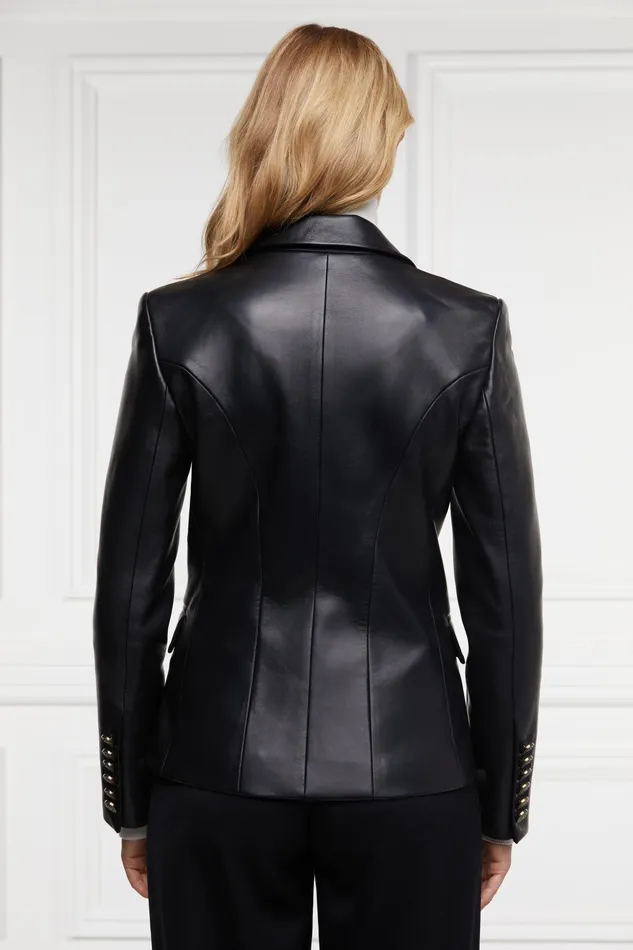 Holland Cooper Knightsbridge Blazer Valencia Leather Black Women Blazers
