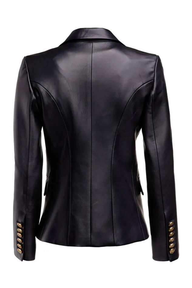 Holland Cooper Knightsbridge Blazer Valencia Leather Black Women Blazers